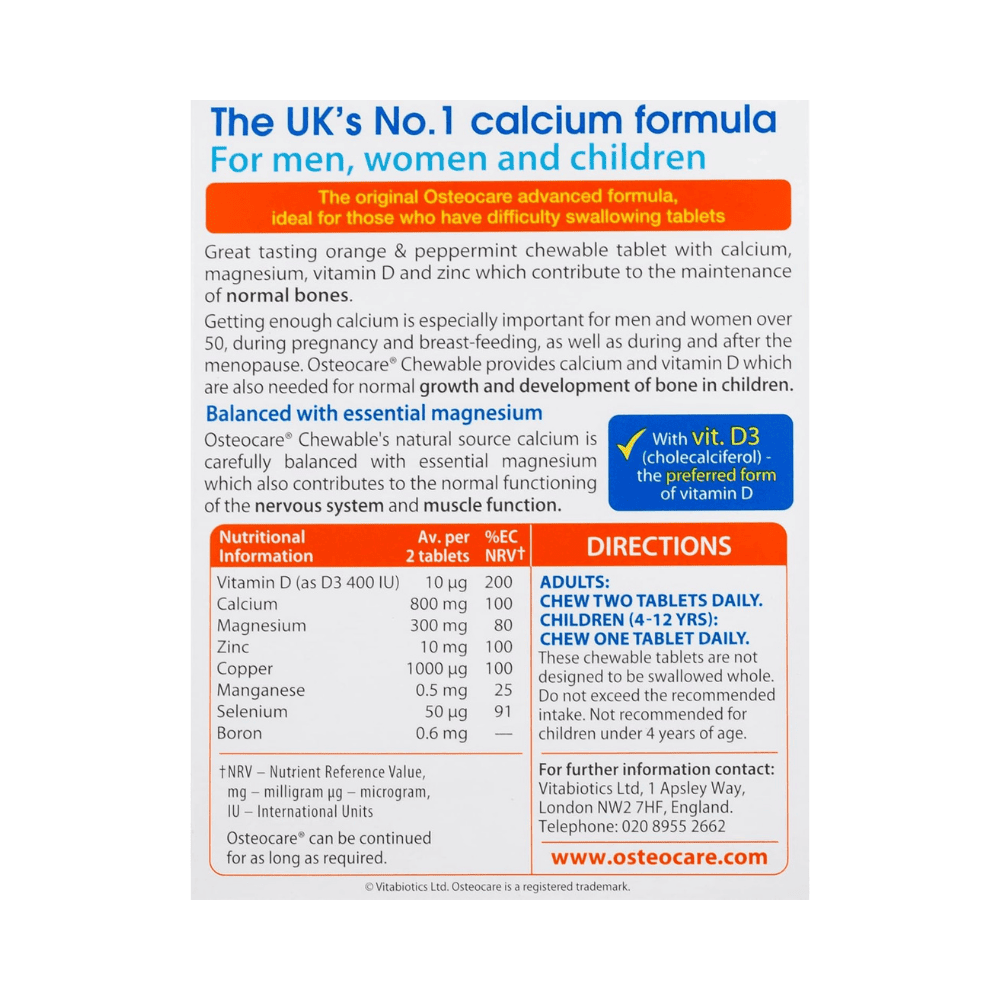 Vitabiotics Osteocare Chewable Calcium - Image 2