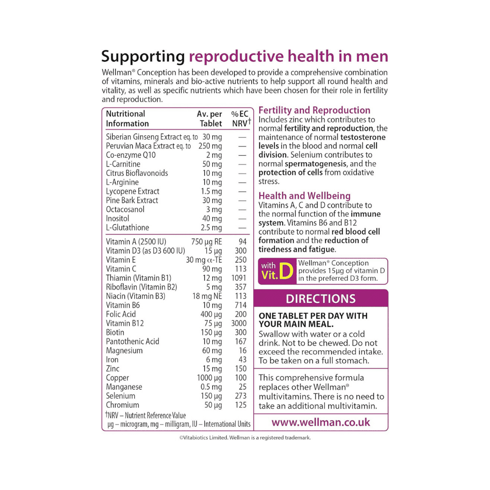 Vitabiotics Wellman Conception Tablets - Image 2