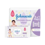 Johnson's Baby Wipes – Ultimate Clean & Gentle Care (3 + 1 Free Packs of 48 Wipes, 192 Total Count)